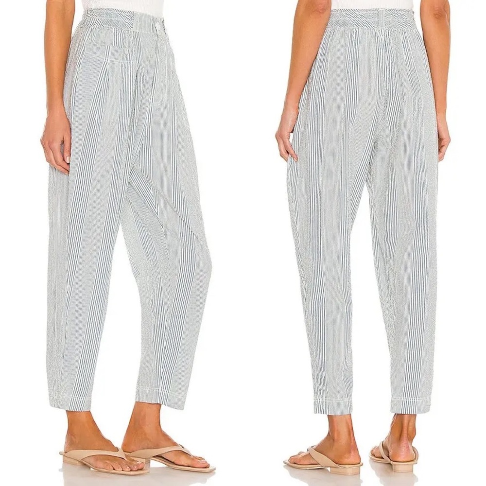 Free People Make A Stand Trousers Blue & White Combo Seersucker Size Small - Picture 4 of 16